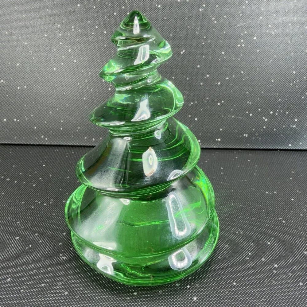 BACCARAT Crystal Green‎ Christmas Tree Figurine Noel Enchanting Eye Fir Signed